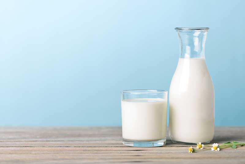 A bottle & glass of milk for preserving tooth